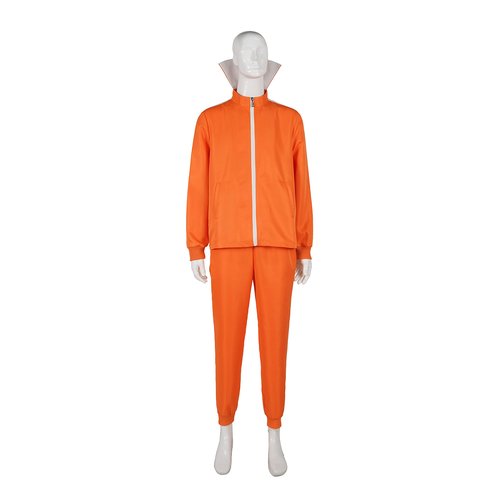 Uisozsfeb Men's Tracksuit Adult Orange Sports Suit 2-piece with Wig Glasses(MY202214,L)
