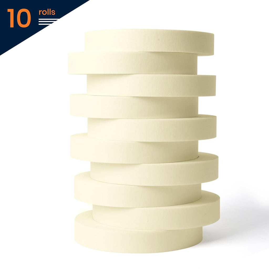 TAPEBEAR General Purpose Masking Tape - 0.7 Inches x 60 Yards | Beige Painters Tape for DIY Projects, 10 Rolls