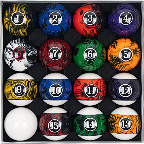 Billmart Billiard Balls Set 16 with Black Marble Premium Variation