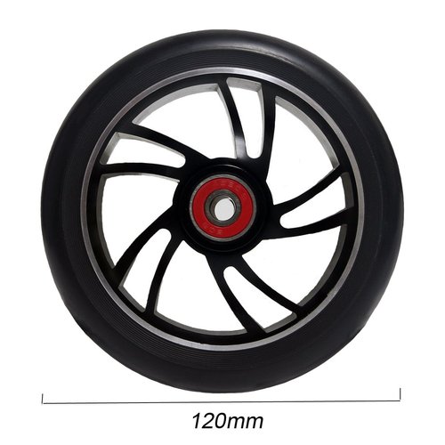 2Pcs 120mm Pro Scooter Wheels with Abec 9 Bearings for MGP/Razor/Lucky Pro Scooters (6 Spoke) (A-Black)