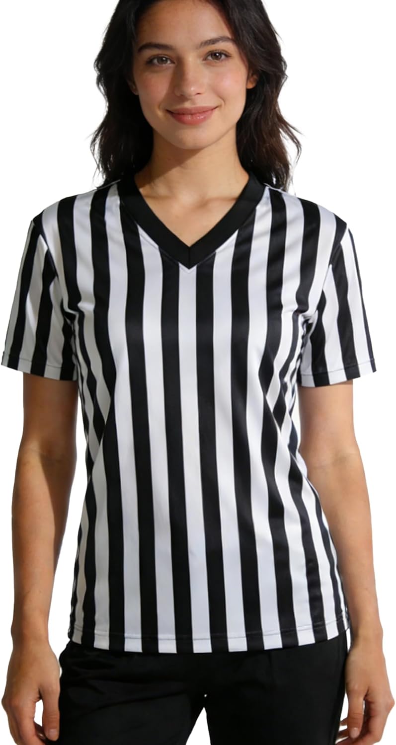 Skiennix Women's Referee Shirt - Official V-Neck Football & Basketball Jersey | Perfect for Halloween Costume