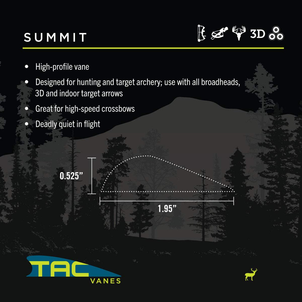 TAC Vanes 2" Summit Arrow Vanes | Archery Fletching for Compound & Crossbow | Durable, Lightweight, High Accuracy, Orange 36 Pack