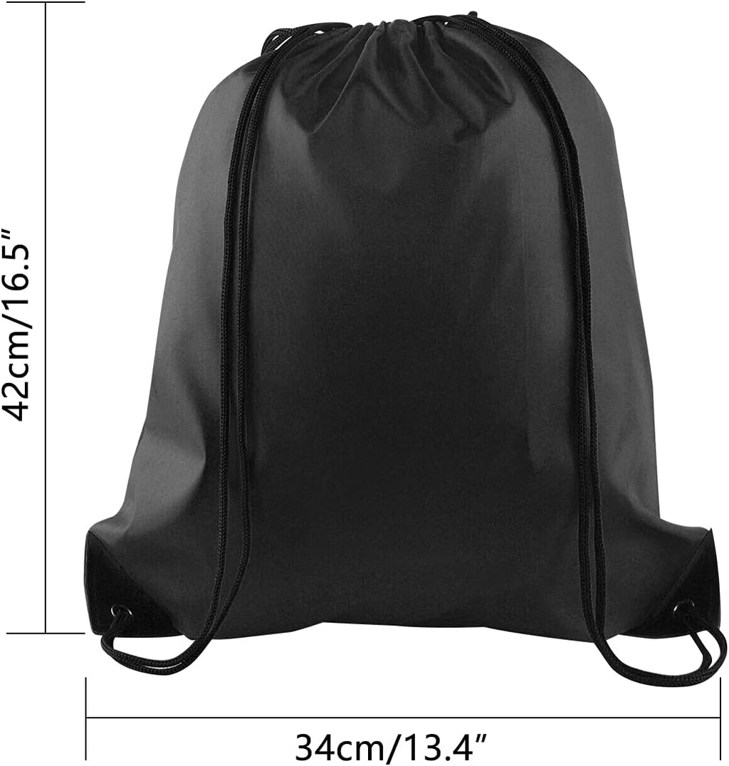 PLULON 25 Pcs Black Drawstring Bags Bulk, Black Drawstring Backpack Bulk String Backpack Cinch Sack Pull Sport Gym Backpack Bags for Yoga Traveling Outdoor Sports