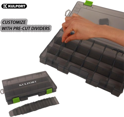 3600 Tackle Box by [Brand Name] - Plastic Storage Organizer with Removable Dividers | 4 Pack Grey Lure Tray