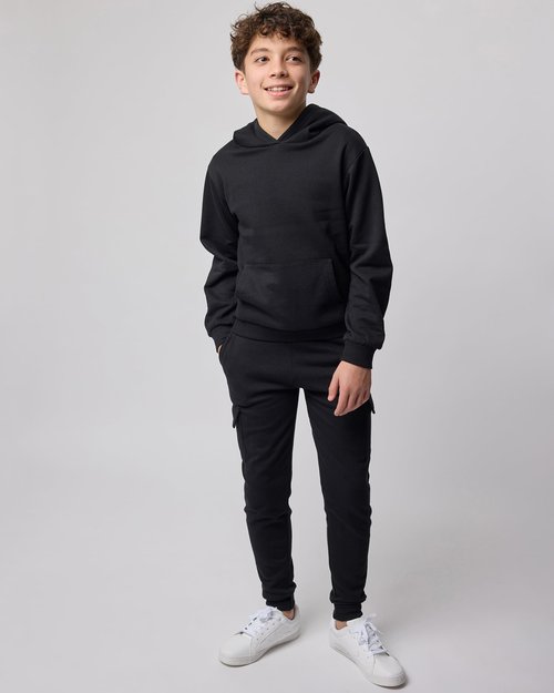 Real Essentials 3 Pack: Boys' Cotton Fleece Cargo Joggers Athletic Sweatpants - Kids Casual Sports Pants Pockets-Set 1, M, 8-10