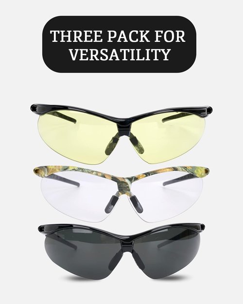 Aqulius Shooting Glasses - 3-Pack Eye Protection for Tactical Shooting Range | Durable & Comfortable