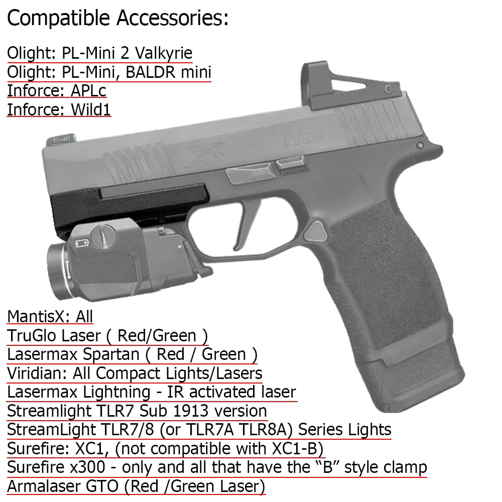 Zzhununt 4 Slots Sig P365XL Picatinny Application Rail Adapter fits Sig P365XL/ Wilson Combat P365 XL Black