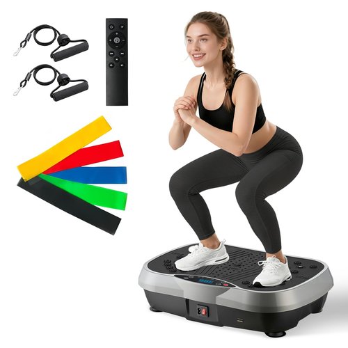 ALSO GO Vibration Plate Exercise Machine, 6 Workout Modes & 120-Level Full Body Workout Vibrating Plate for Lymphatic Drainage Weight Loss, 400lbs Capacity Shake Fitness Platform with Resistance Bands