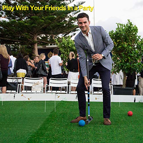 Premium Croquet Set for Families - 6 Player Lawn Game with Carrying Bag, 35 Inch Mallets & HDPE Balls