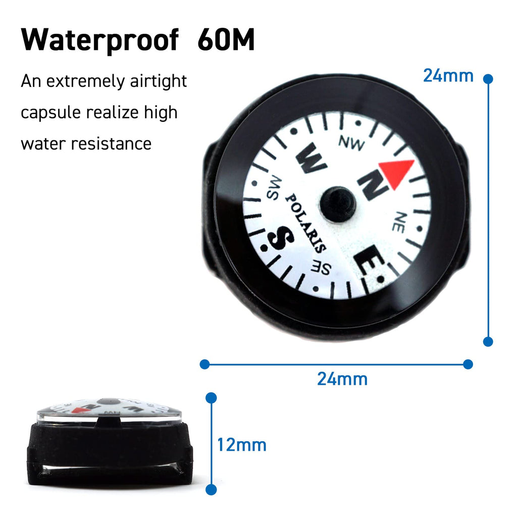 POLARIS Waterproof Micro Compass Series/Watchband or EDC or with mini Whistle or with Whistle (Watchbelt Compass, 2)