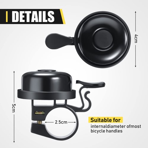 Datanly 20 Pcs Bike Bells Bulk Aluminum Loud Crisp Bicycle Bell Clear Sound Mountain Bike Accessories Easy Installation for Boys Girls Adults Kids, Black (Classic Style)