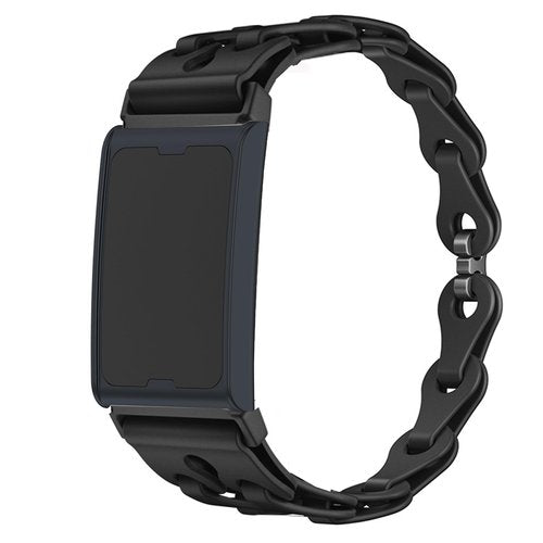 Lamshaw Compatible for Amazfit Helio Bands, Quick Release Elastic Silicone Hollowed Out Replacement Straps Compatible for Amazfit Helio Fitness Tracker Wristband (Black)