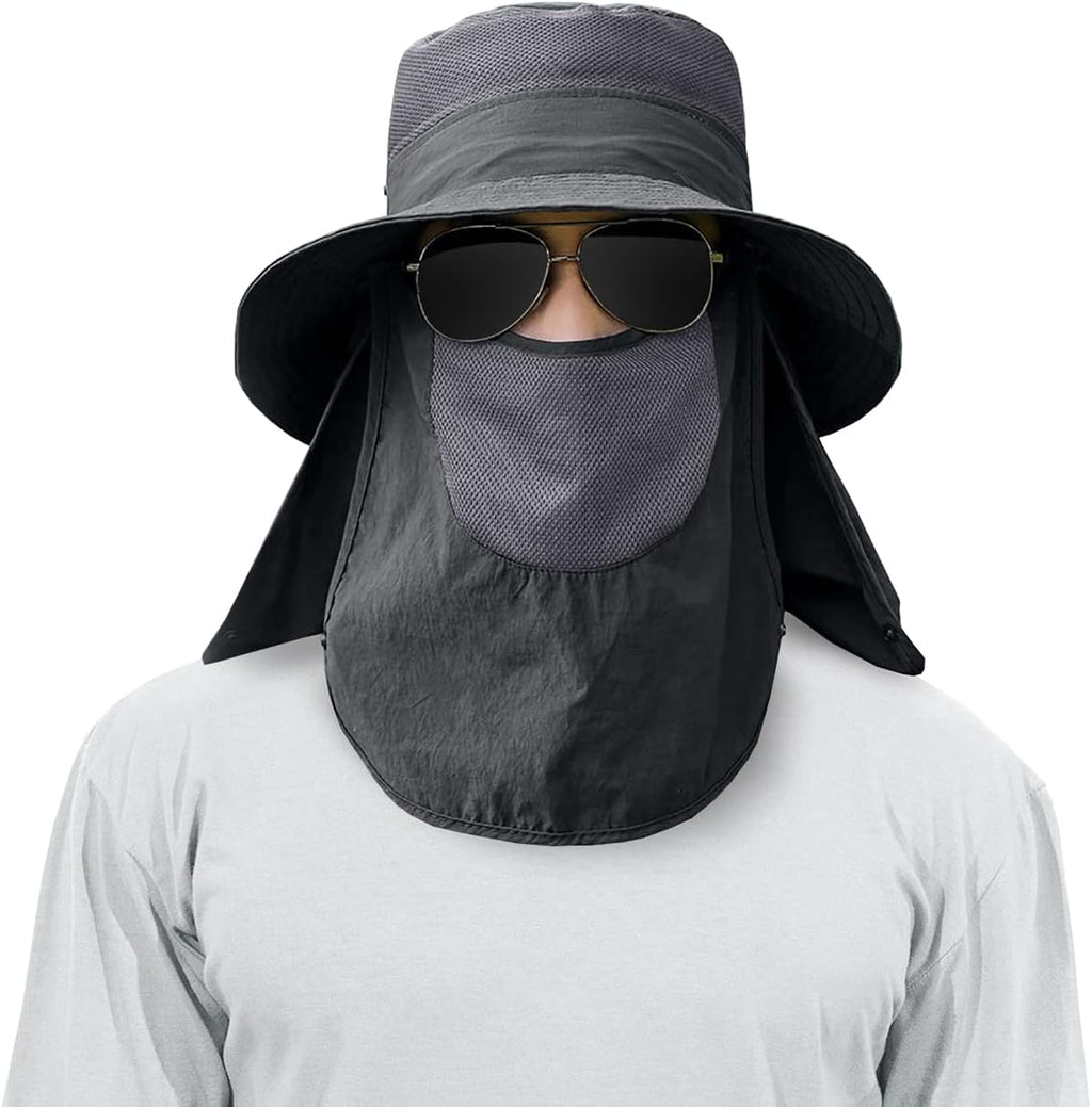 Skiennix Men's Outdoor Fishing Hat - UPF 50+ Sun Protection with Face Neck Flap | 3 Pack