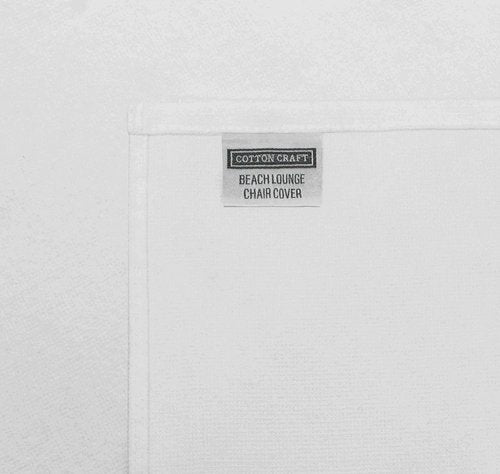 COTTON CRAFT Pool Lounge Chair Cover - 100% Cotton Soft Terry Towel - Oversized 32" W x 82" L x 7" Pocket - White