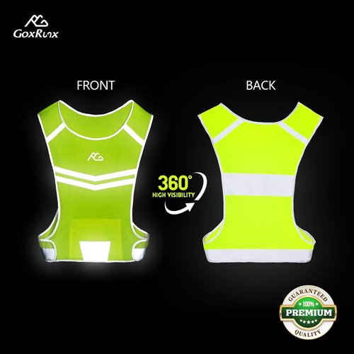 Reflective Running Vest Gear Ultralight & Comfortable Cycling Motorcycle Reflective Vest-Large Zippered Inside Pocket & Adjustable Waist- High Visibility Night Running Safety Vest (Yellow, M)