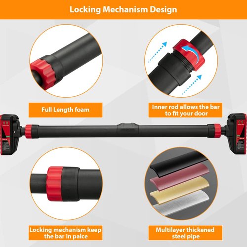 Pull Up Bar for Doorway, Chin Up Bar With Level Meter and Adjustable Width,No Screws Needed, Weight Capacity 440 LBS