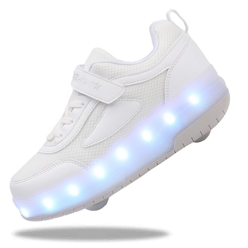 Yogeeft Kids Shoes with Wheels - 4-in-1 Light-Up Roller Skate Shoes with USB Rechargeable Breathable Sneakers for Christmas Birthday Party Gift