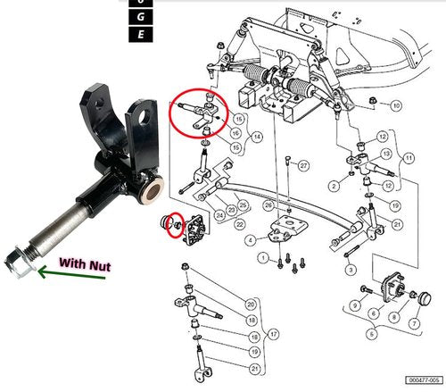 Club Car Precedent Gas/Electric Front Spindle - Passenger Side Spindle ( Fits Club Car Precedent Years 2004 & Newer) Replace#102287801/103638702