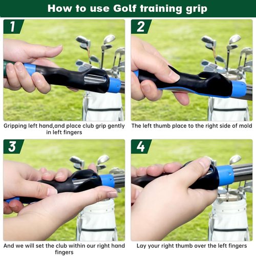 ZWOOGYM Golf Grip Kit,2 Pack Golf Grip Trainer with 1 Swing Correcting Arm Band, to Help Train Correct Hand Position,Golf Training Aid, (Black Band+Black&Blue Grip Trainer, 1)