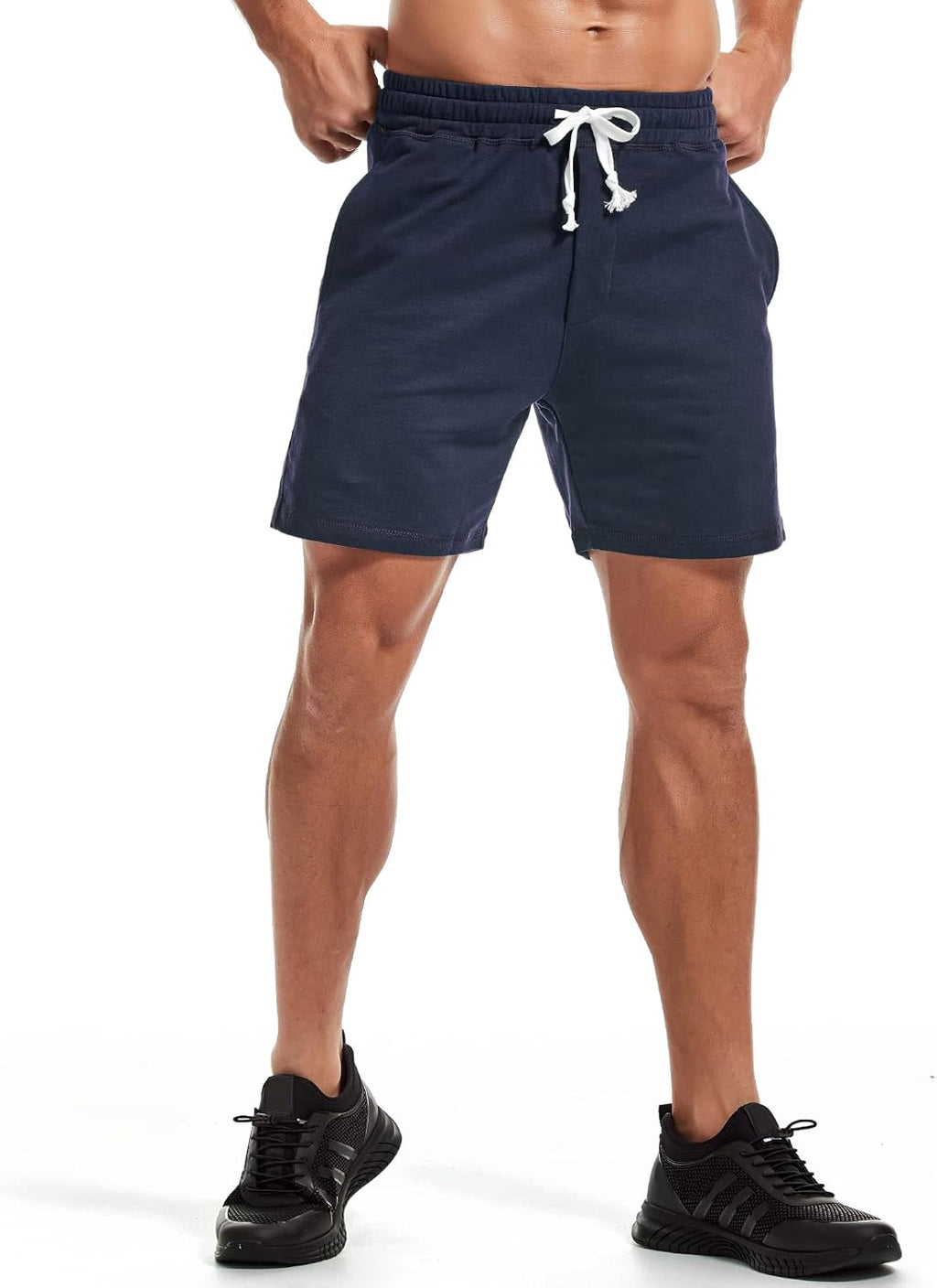 AMY COULEE Men's Athletic Workout Shorts - 5.5" Cotton Casual Joggers with Elastic Waist