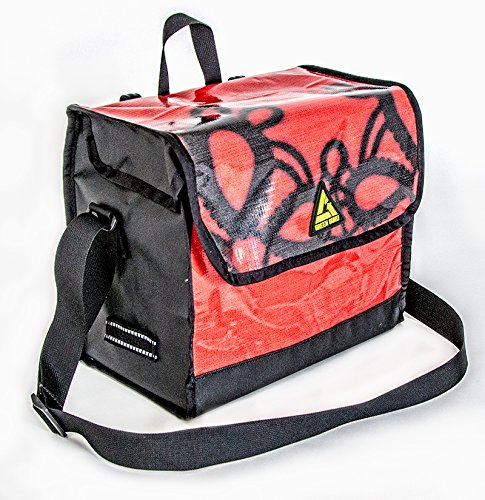 Green Guru Large Multi-Colored Bicycle Pannier Made in USA, Upcycled Vegan Materials