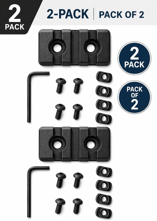 Gotical 9 Slots Picatinny Rail Section - M Lok Handguard Accessory | Set of 2, Black