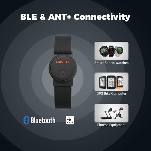 Moofit HW401 Heart Rate Monitor Armband - IP67 Waterproof, Bluetooth/ANT+ Compatible, Rechargeable Optical Sensor