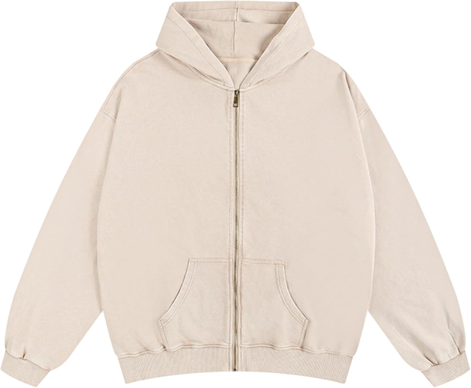Skiennix Men's Zip Up Hoodie - Vintage Acid Wash Oversized Sweatshirt | Stylish Streetwear
