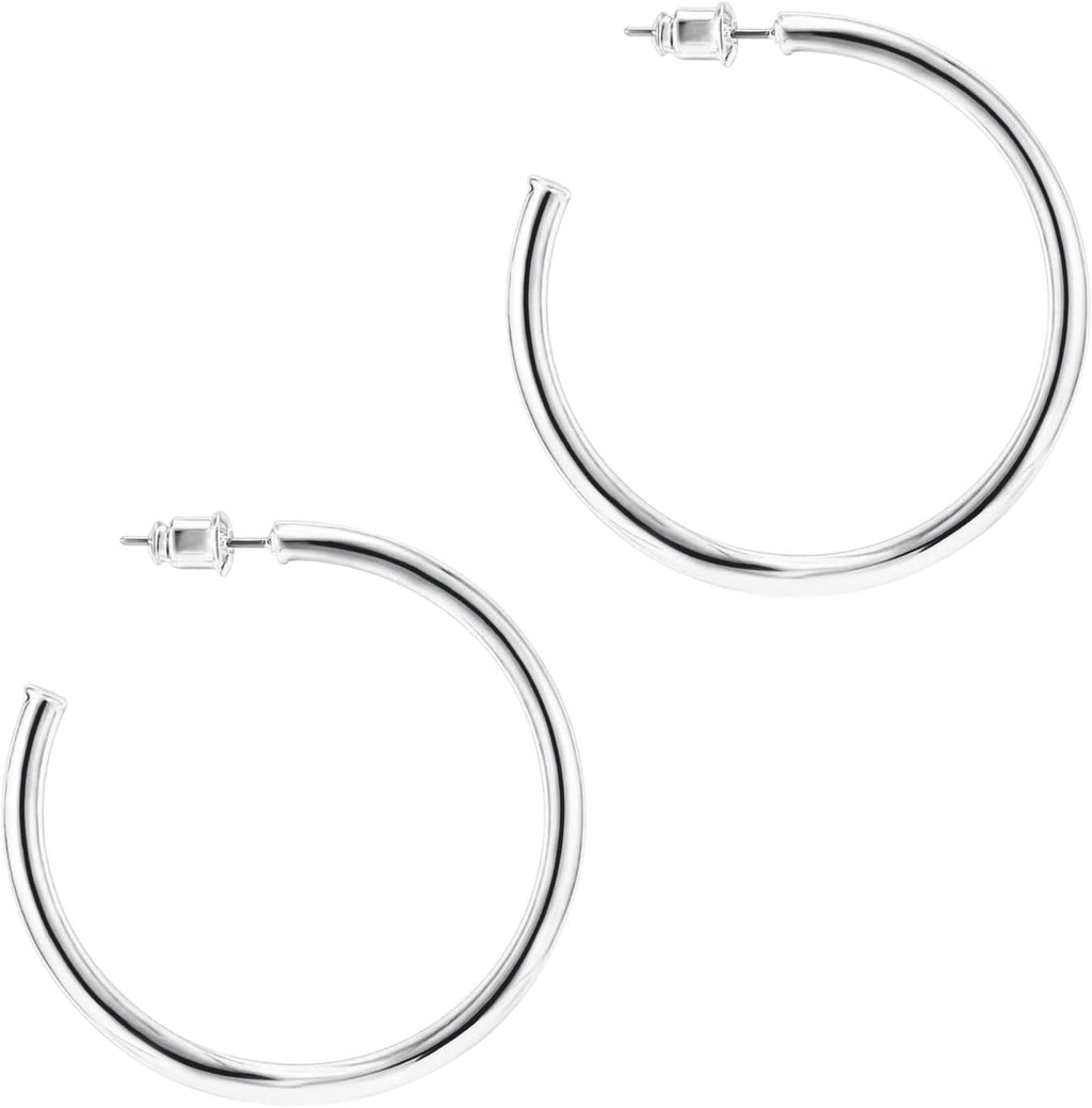 PAVOI 14K Gold Plated Hoop Earrings - 2mm Thick Infinity Design | Lightweight Women's Jewelry Set