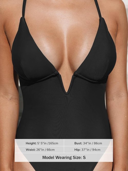 CUPSHE One Piece Swimsuit - Deep V Neck with Crisscross Back & Adjustable Straps | Stylish & Comfortable