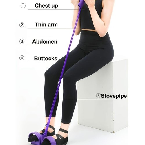 21 Fitness Resistance Bands-6 Tube Pedal Ankle Puller with 8 Shape Resistance Band,Multifunction Tension Rope,for Strength Training,Tummy,Waist,Leg Slimming,Home Gym Exercise Equipment (Purple)