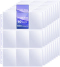 TiopLior 60 Pack Sheet Protectors - Double-Sided 9 Pocket Card Sleeves for 3 Ring Binders | Perfect for MTG, TCG, Baseball Cards