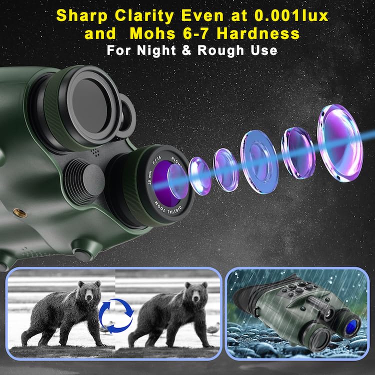 Night Vision Goggles 1080P 48MP with 3'' HD Display, Military-Grade IR Surveillance