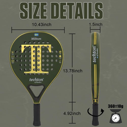 Padel Racket with 3K Carbon Fiber Surface & EVA Memory Foam Core – Lightweight, Well-Balanced Padel for Beginners and Intermediate Players – Includes Carry Bag