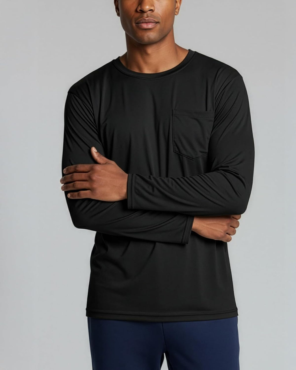 Real Essentials Men's Dry-Fit Long Sleeve Crew T-Shirt - 4 Pack | UPF 50 Protection (S-5XLT)