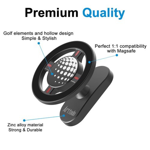 Arttodo Magnetic Golf Cart Phone Holder, Golf Cart Phone Mount Compatible with MagSafe iPhone 17 16 15 14 13 12 Series, Fit for EZGO, Club Car, Golf Accessories for Men Women