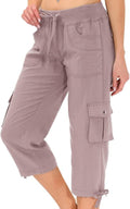 MoFiz Women's Capris - Lightweight Casual Cargo Pants with Pockets | Comfortable Loose Fit for Hiking