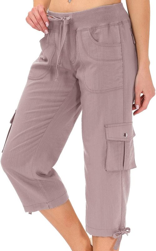 MoFiz Women's Capris - Lightweight Casual Cargo Pants with Pockets | Comfortable Loose Fit for Hiking