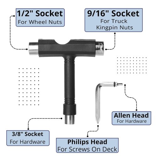 Mr. Pen- Skate Tool, Pack of 2, All in One Y and T Tool for Skateboard, Longboard, and Roller Skate