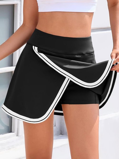 Fisoew Women's Golf Skorts - Quick Dry Athletic Tennis & Running Skirts with Pockets | Striped Design