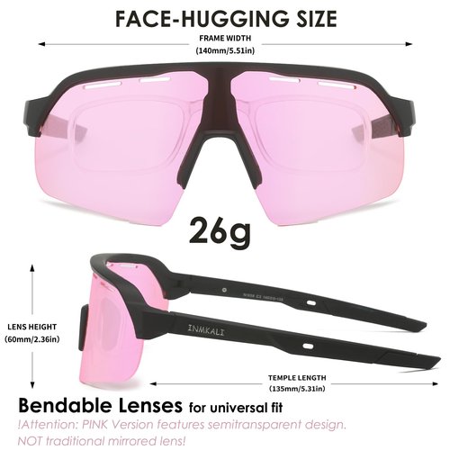 INMKALI 3 Pack Baseball Sunglasses Cycling Glasses for Men Women Youth Outdoor Sports Running Softball Driving Anti-impact UV 400 Protection (Black/Blue/Pink)