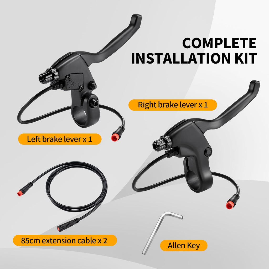 Zeekpowa Ebike Brake Levers 2 Pin Connector 2 Wires Left & Right Electronic Brake Lever for Electric Bicycle E-Bike Scooter (1 Pair)