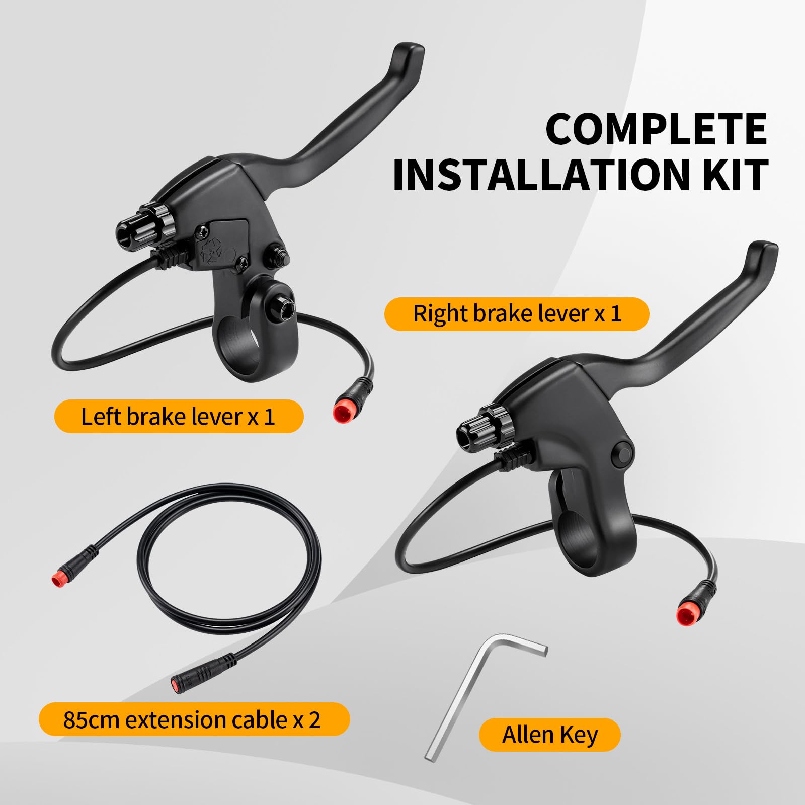Zeekpowa Ebike Brake Levers 2 Pin Connector 2 Wires Left & Right Electronic Brake Lever for Electric Bicycle E-Bike Scooter (1 Pair)