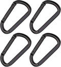Skiennix Heavy-Duty 3-Inch Black Carabiner - Durable D-Shaped Steel Clip Buckle (4-Pack)