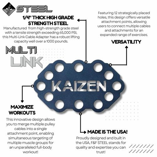 F&F STEEL Kaizen Multi-Link – Cable Machine Attachment Connector | Combine Multiple Cables into One for Home Gym Pulley Systems, Dual Cable Stations & Functional Trainers | Heavy-Duty USA Steel