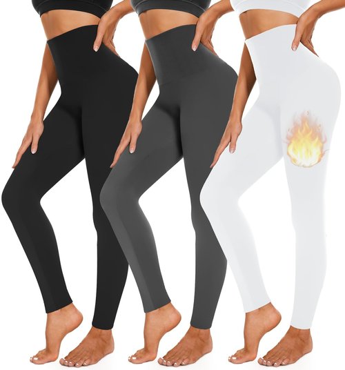 3 Pack Fleece Lined Leggings Women High Waisted Warm Winter Yoga Pants for Women Thermal Running Workout Leggings