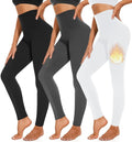 3 Pack Fleece Lined Leggings Women High Waisted Warm Winter Yoga Pants for Women Thermal Running Workout Leggings