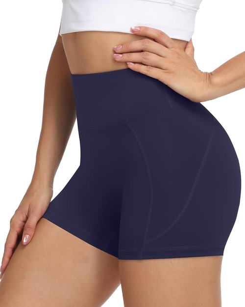 Moozava Women's High Waisted Biker Shorts - No Front Seam Tummy Control Spandex for Yoga & Gym | 3"/5"/8" Sizes