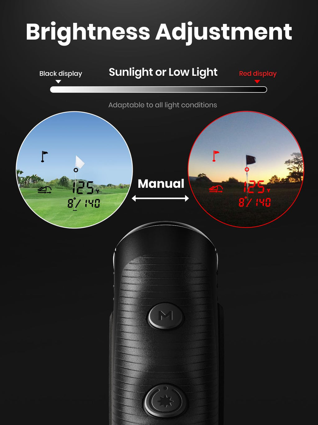 ACEGMET Golf Rangefinder with Ball to Pin & Slope - 1300 Yards Laser Range Finder, Hybrid-pwr Rechargeable, 0.1s Flag Pin Locking Vibration, 7X Magnification, Red & Black Display, Magnet 2025