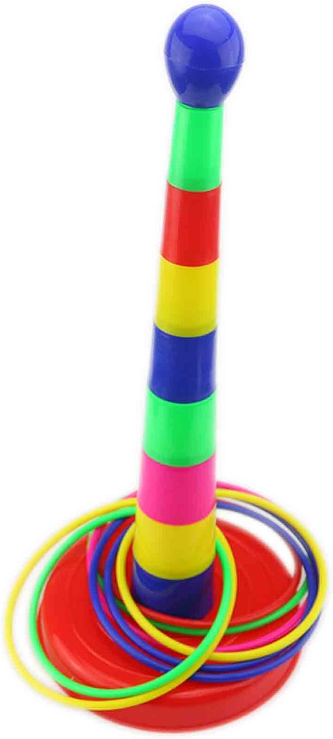 Ogrmar 18" Colorful Plastic Ring Toss Game Set - Fun Outdoor Activity for Kids